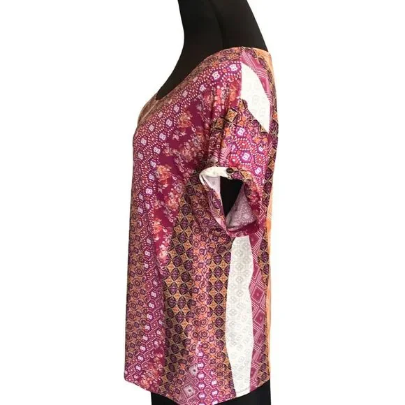 Susan Lawrence Stretch Tee Colorful Patterns Size XL - Picture 5 of 7